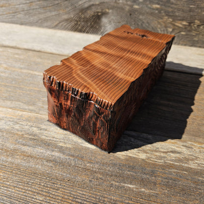 Handmade Wood Box with Redwood Tree Engraved Rustic Curly Wood #616