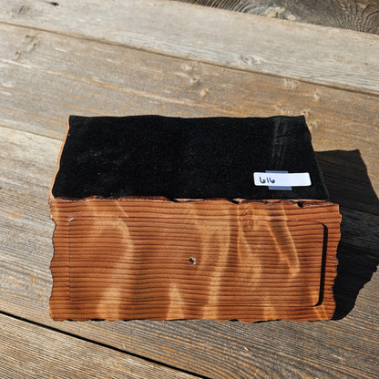 Handmade Wood Box with Redwood Tree Engraved Rustic Curly Wood #616