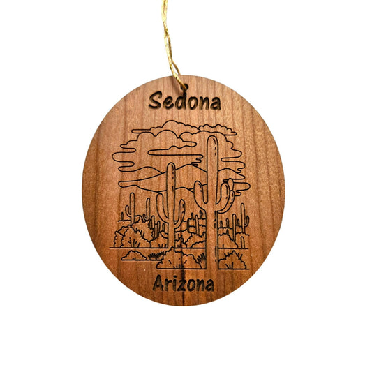 Wholesale Sedona Arizona Ornament - Cactus Cacti Clouds Handmade Wood Ornament - AZ Souvenir