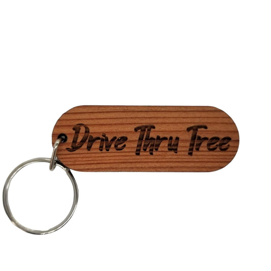 Wholesale Drive Thru Tree Wood Keychain Spellout Souvenir Travel Gift - Wood Gift Key Chain - Key Tag - Key Ring - Key Fob Leggett CA Redwoods