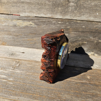 Redwood Wood Clock Redwood Burl Clock Table Shelf Mantle Desk Office #656 Sitting Wood Red Wood Anniversary Gift