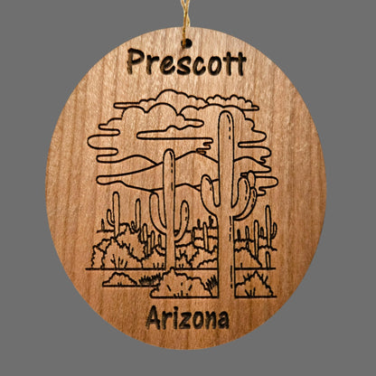 Wholesale Prescott Arizona Ornament - Cactus Cacti Clouds Wood Souvenir