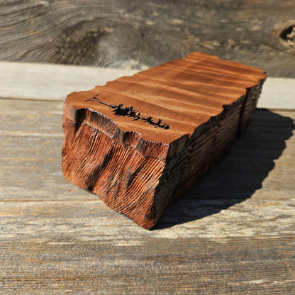 Handmade Wood Box with Redwood Tree Engraved Rustic Handmade Curly Wood #609 California Redwood Jewelry Box Storage Box