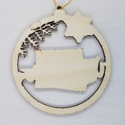 Wholesale Washington Wood Ornament -  WA State Shape with Snowflakes Cutout Souvenir