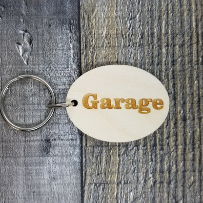 Garage Wood Keychain Key Ring Keychain Gift - Key Chain Key Tag Key Ring Key Fob - Garage Text Key Marker