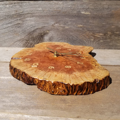 Wood Wall Clock Redwood Clock Handmade Wall Hanging Rustic Wedding Gift Burl Live Edge #426 Anniversary 2 Tone Mini