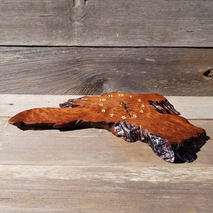 Wood Wall Clock Redwood Clock Handmade Wall Hanging Rustic Wedding Gift Burl Live Edge #430 Anniversary Small