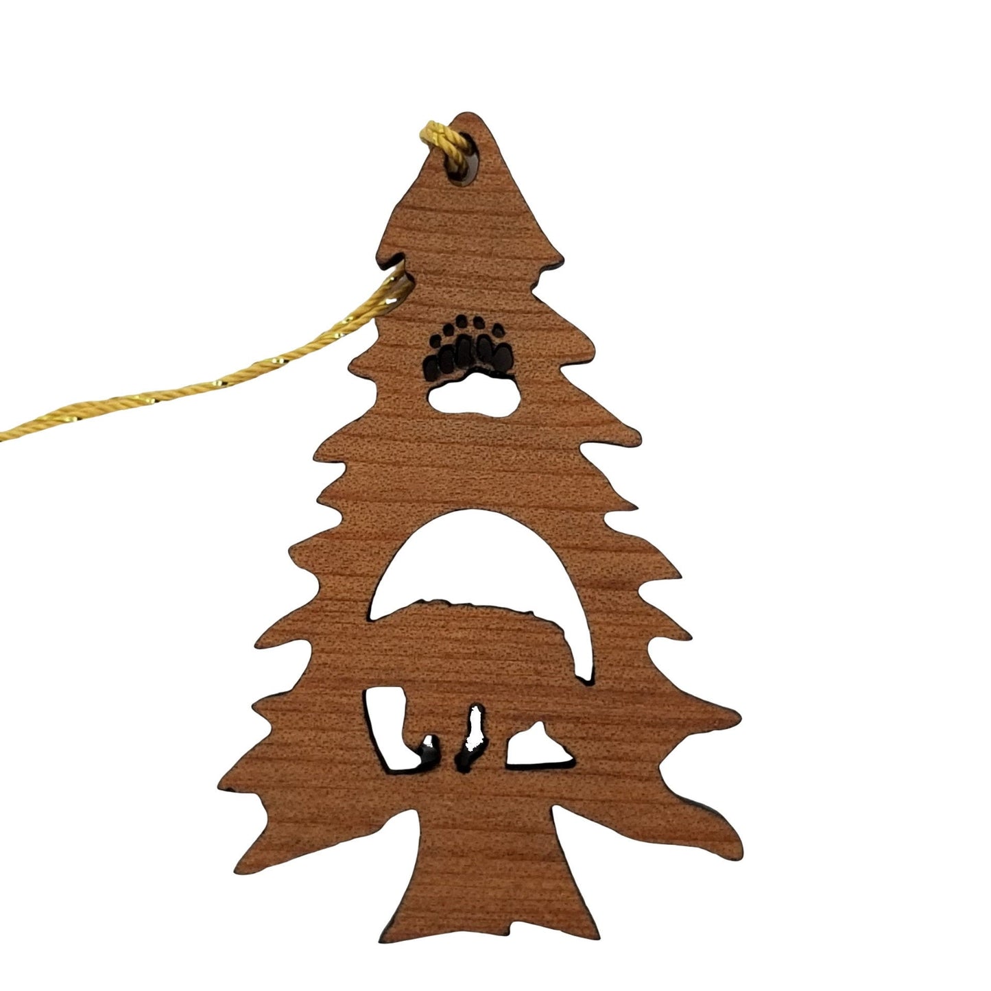 Bear in a Tree Ornament Christmas California Redwoods Souvenir Handmade Wood Ornament Collectible Travel Gift Rustic Home Decor