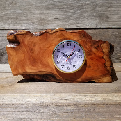 Wood Clock Desk, Office, Mantel Redwood Burl Birthday Gift, Engagement Gift, Handmade Gift for Men, Gift For Her #149