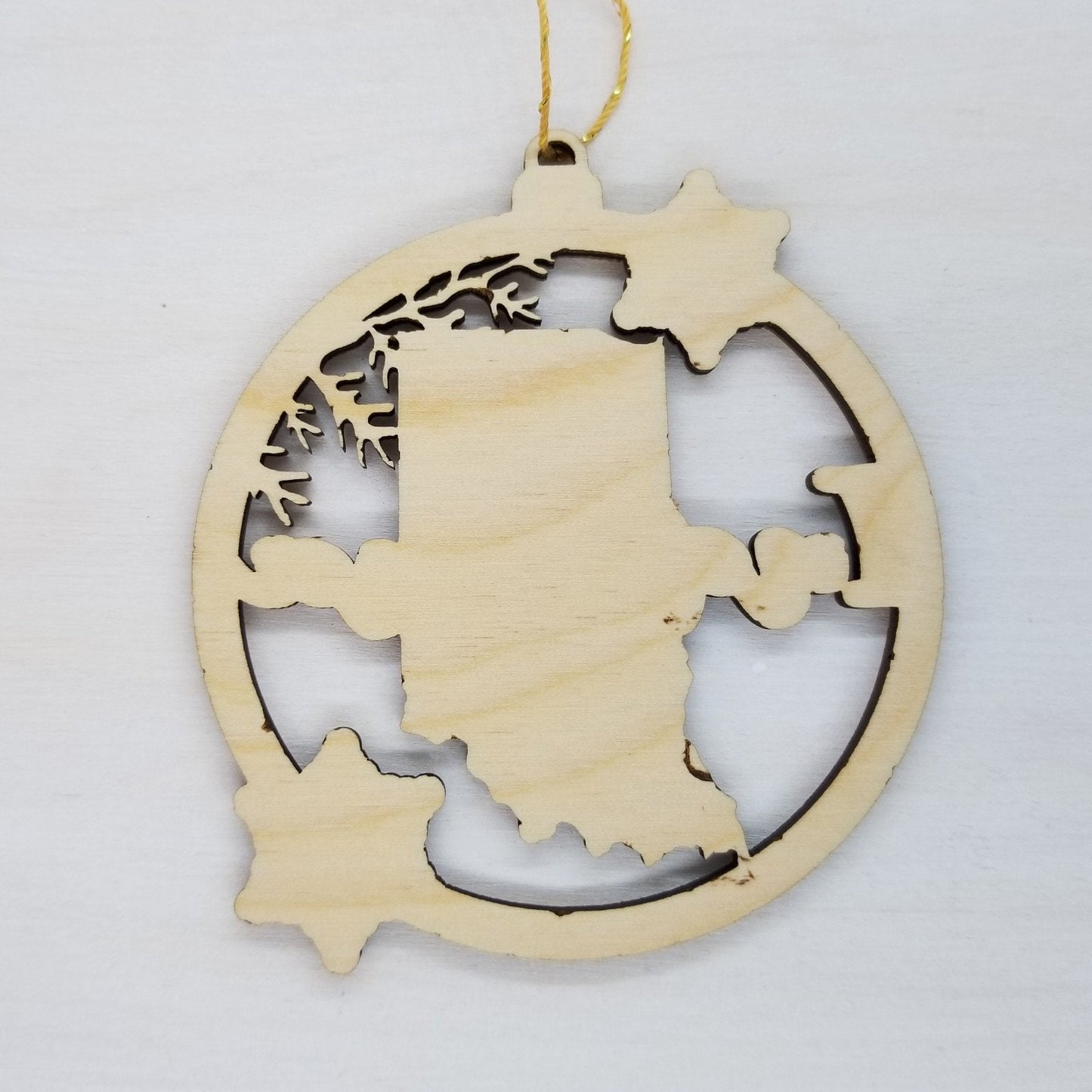 Wholesale Indiana Ornament - State Shape with Snowflakes Cutout IN Souvenir