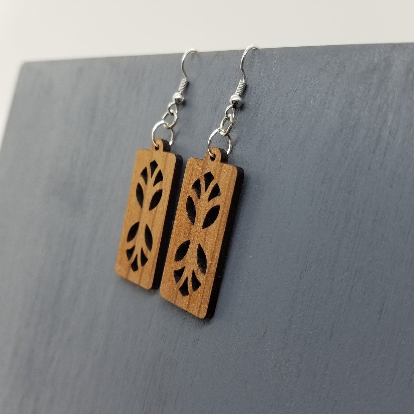 Wood Earrings - Cutout Branches or Tree Earrings - Dangle Earrings - CA Souvenir Keepsake - Anniversary Gift