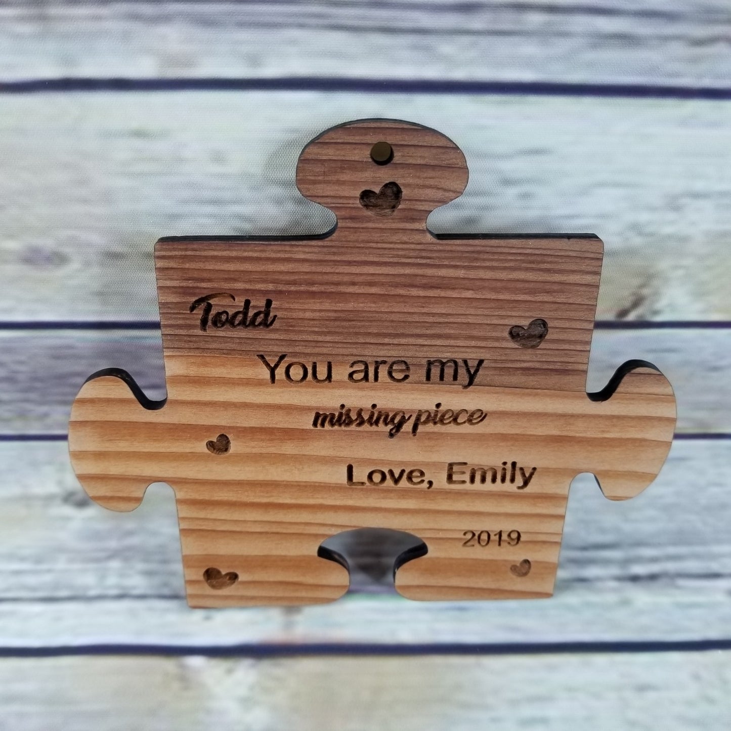 Valentines Day Gift Personalized Wood Puzzle Piece Anniversary Gift  You Are My Missing Piece Couples Gift Engraved Home Decor Love