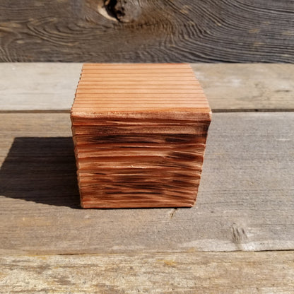 Wood Ring Box California Redwood Rustic Handmade Square 3 inch