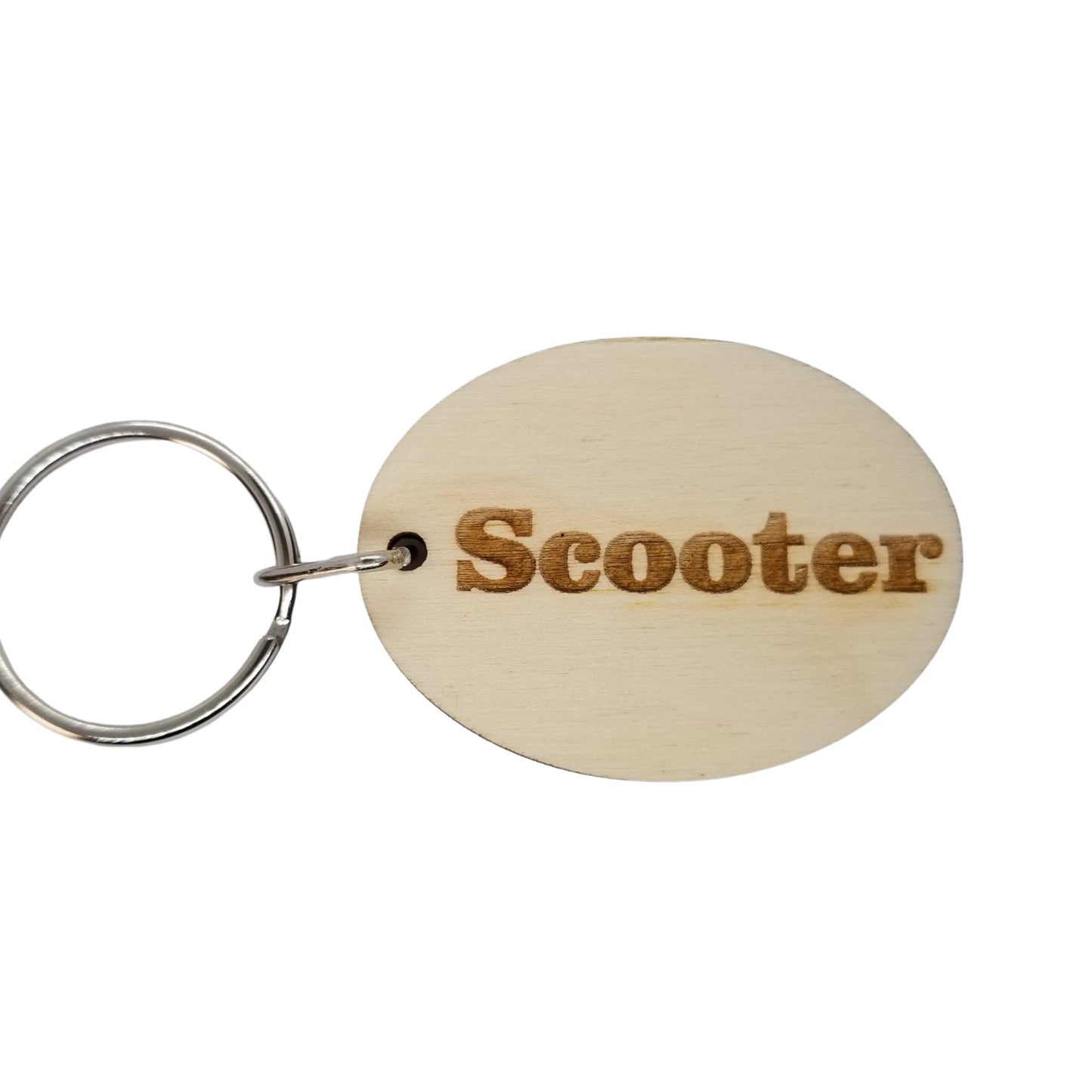 Scooter Wood Keychain Key Ring Keychain Gift - Key Chain Key Tag Key Ring Key Fob - Scooter Text Key Marker