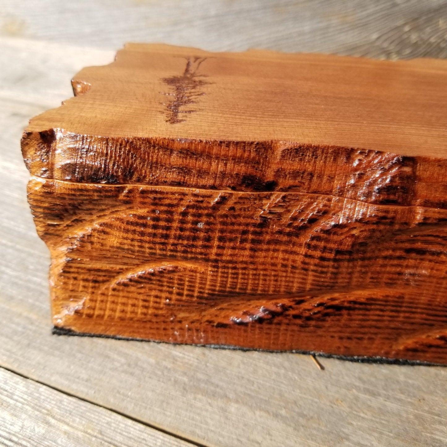 Wood Jewelry Box Redwood Tree Engraved Rustic Handmade Curly Wood #437 Mens Valet Christmas Gift 5th Anniversary