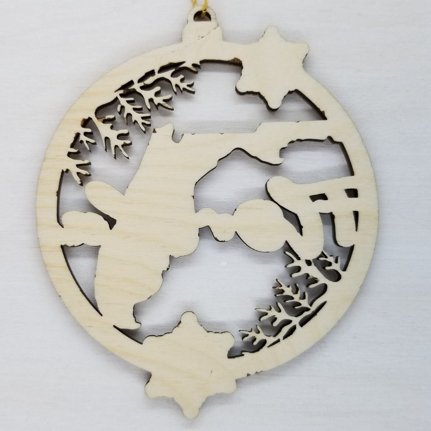 Wholesale Florida Wood Ornament -  FL State Shape with Snowflakes Cutout - Wood Souvenir