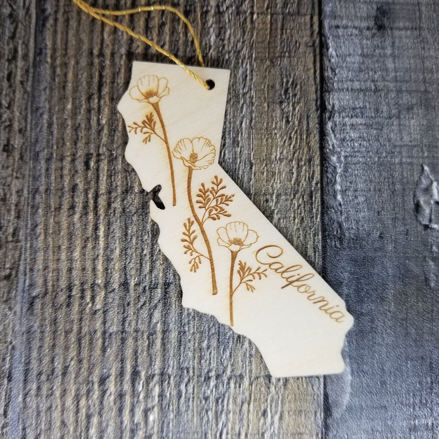 Wholesale California Poppies State Shape Souvenir Ornament