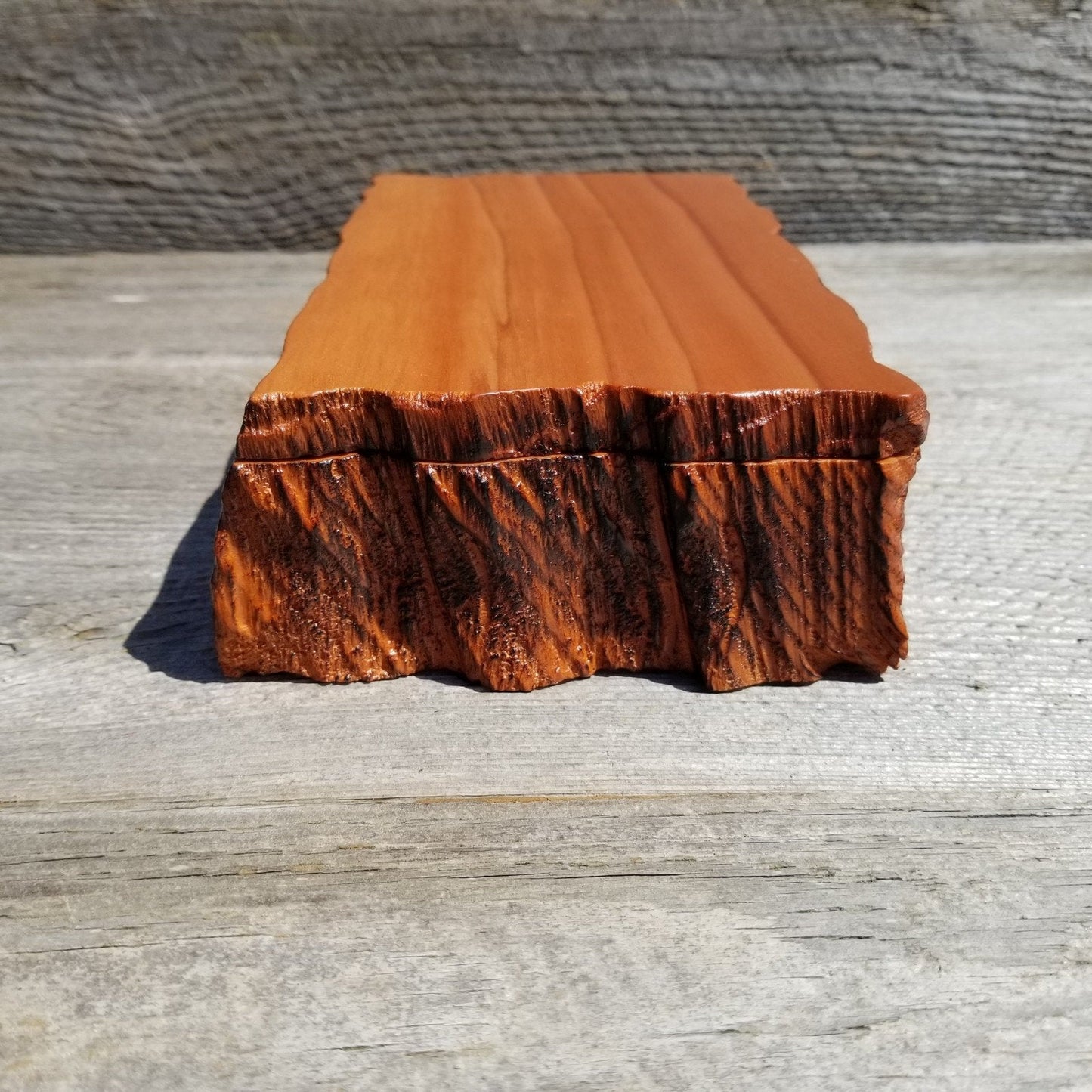 Wood Jewelry Box Redwood Rustic Handmade California Storage Live Edge #270 5th Anniversary Gift Stash Box Birthday Gift