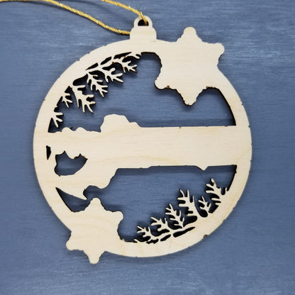 Wholesale Massachusetts Wood Ornament -  State Shape with Snowflakes MA Cutout - Wood Souvenir