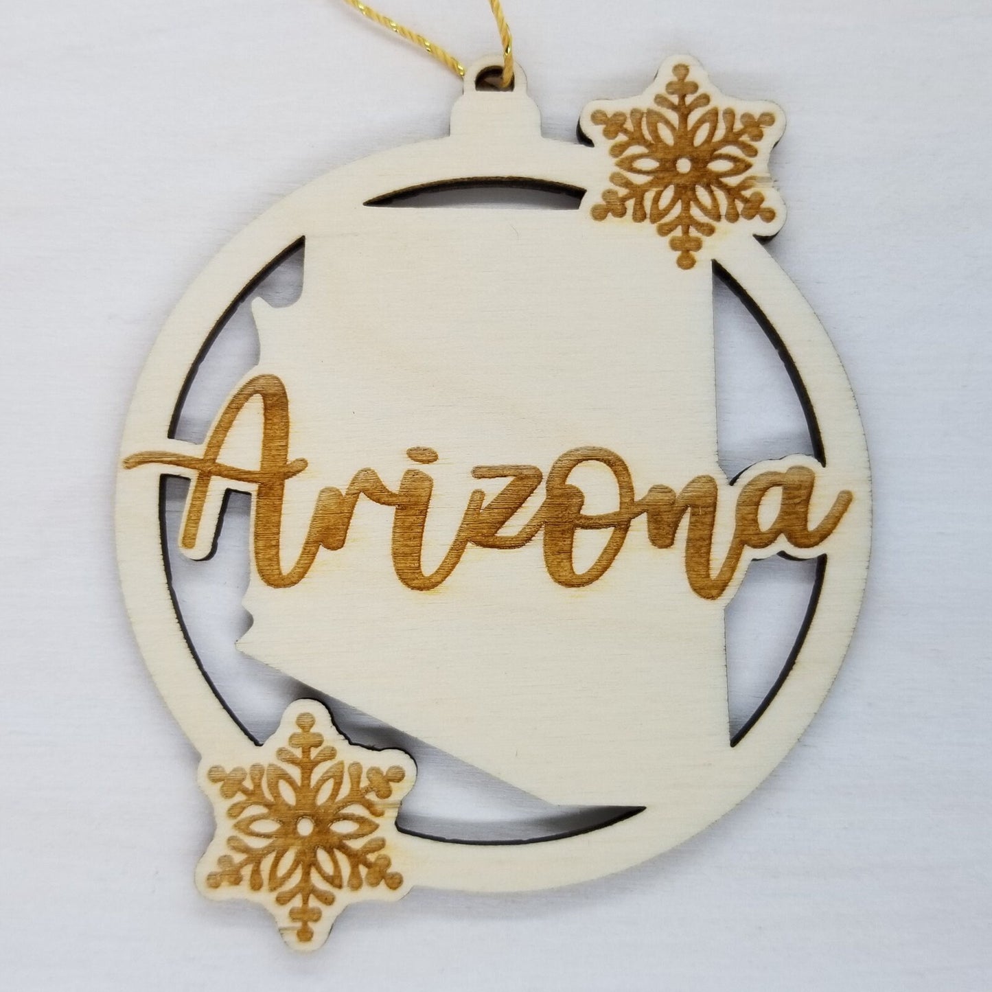 Wholesale Arizona Ornament - State Shape with Snowflakes Cutout AZ Souvenir