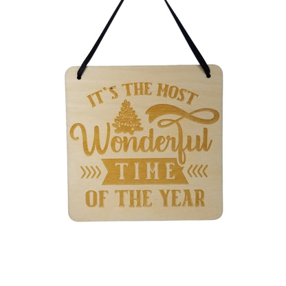 Christmas Sign - Its the Most Wonderful Time of the Year Hanging Wall Sign - Office Sign - Wood Sign Engraved - Decorating Gift