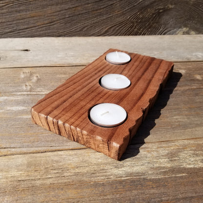 Tealight Candle Holder 3 Candles Wood Rustic Home Decor Handmade Wood Gift #526 Unique One of a Kind Gift