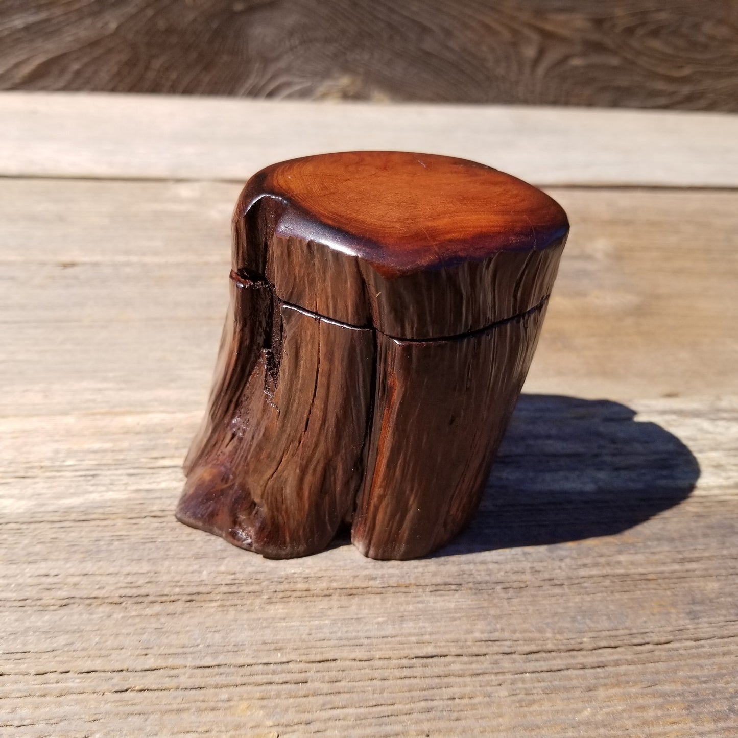 Wood Ring Box Redwood Rustic Handmade California Storage Live Edge Mini #371 Birthday Gift Christmas Gift Mother's Day Gift