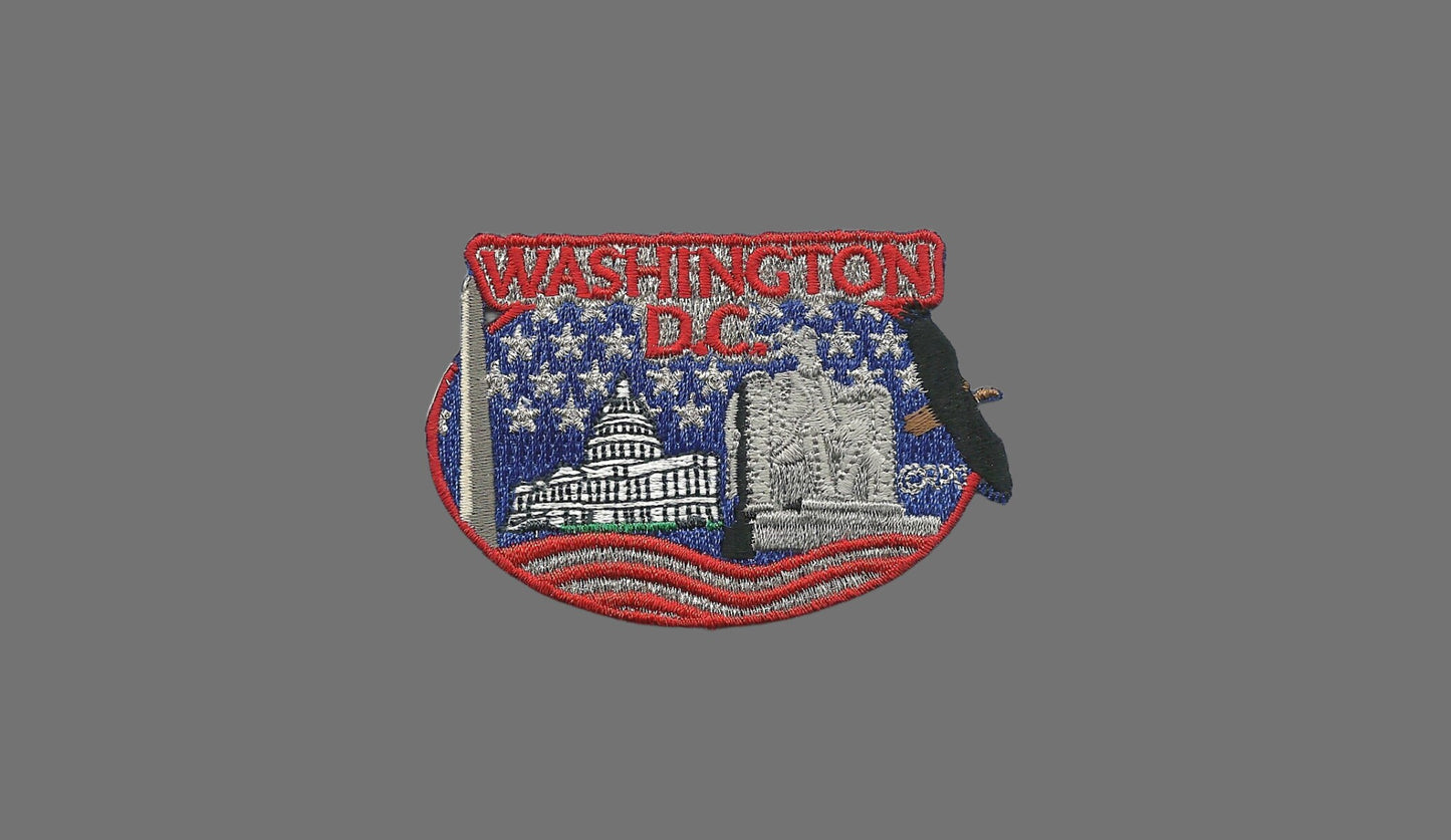 Washington DC Patch – DC State Travel Patch Souvenir Applique 3" Iron On US Capital Abraham Lincoln State Washington Monuments Bald Eagle