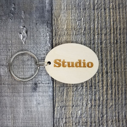 Studio Wood Keychain Key Ring Keychain Gift - Key Chain Key Tag Key Ring Key Fob - Studio Key Marker