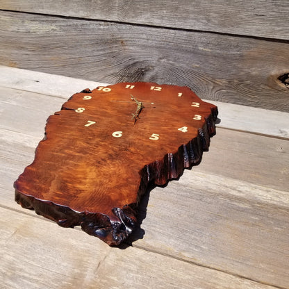 Wood Wall Clock Redwood Burl Handmade Rustic Slab #490 Anniversary Gift Birthday Gift Christmas Gift Wood Wall Art LG Clock