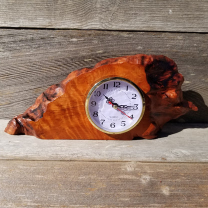 Wood Clock For the Desk or Mantle Handmade California Redwood Burl Table Shelf Birthday Gift Wedding Gift Engagement Gift #214