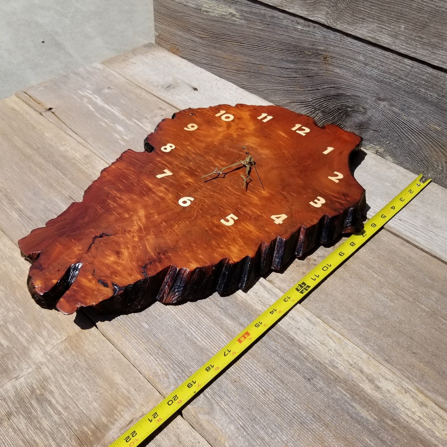 Wood Wall Clock Redwood Burl Hanging Art Rustic Slab #491 Anniversary Gift One of a Kind Unique Gift Handmade LG