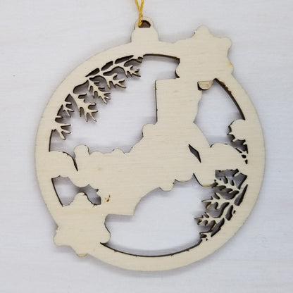 Wholesale California Wood Ornament -  CA State Shape with Snowflakes Cutout - Wood Souvenir