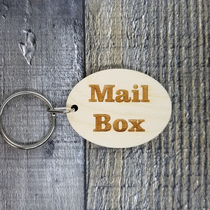 Mail Box Wood Keychain Key Ring Keychain Gift - Key Chain Key Tag Key Ring Key Fob - Mail BoxText Key Marker