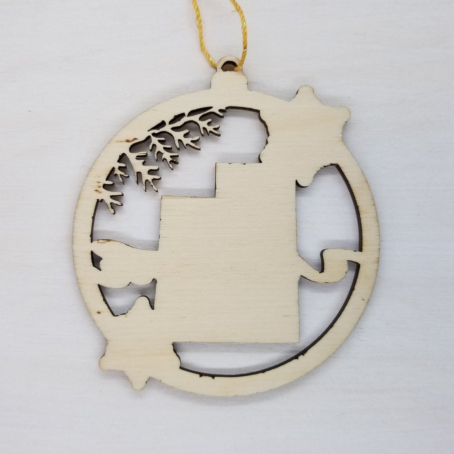 Wholesale Utah Wood Ornament -  State Shape with Snowflakes UT Cutout - Wood Souvenir