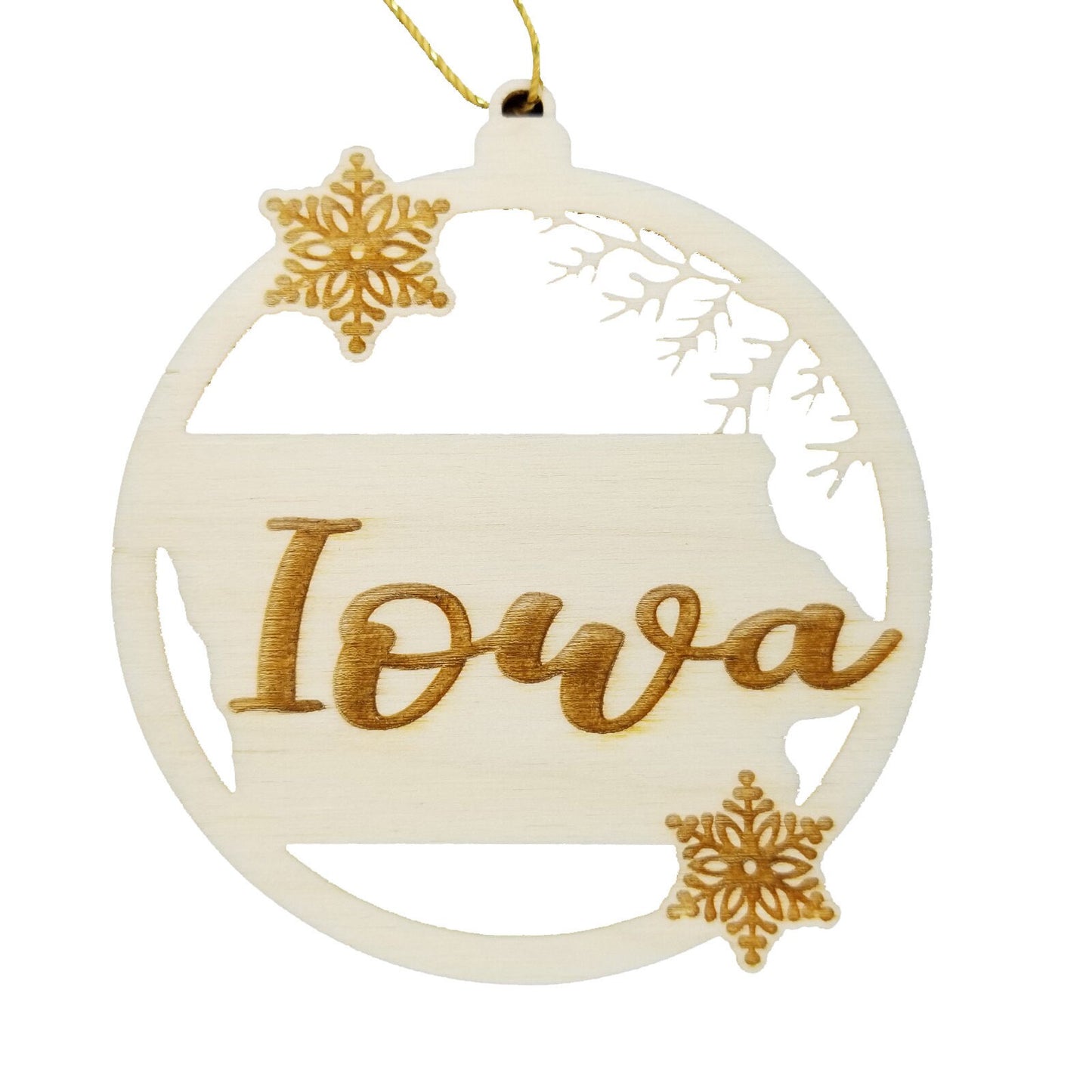 Wholesale Iowa Ornament - State Shape with Snowflakes Cutout IA Souvenir