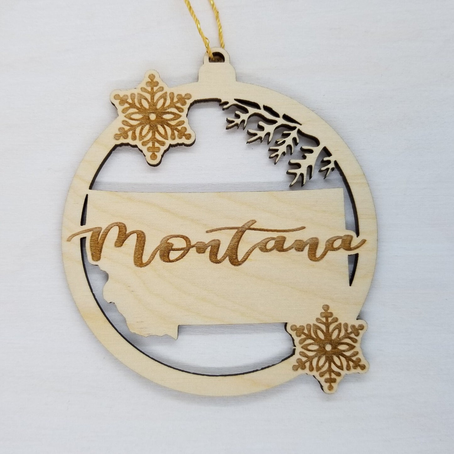 Wholesale Montana Ornament - State Shape with Snowflakes Cutout MT Souvenir