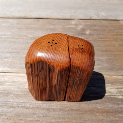 Redwood Salt and Pepper Shakers Set Souvenir California Handmade Rustic Unique Shape Handcrafted Wood Shakers Set #485