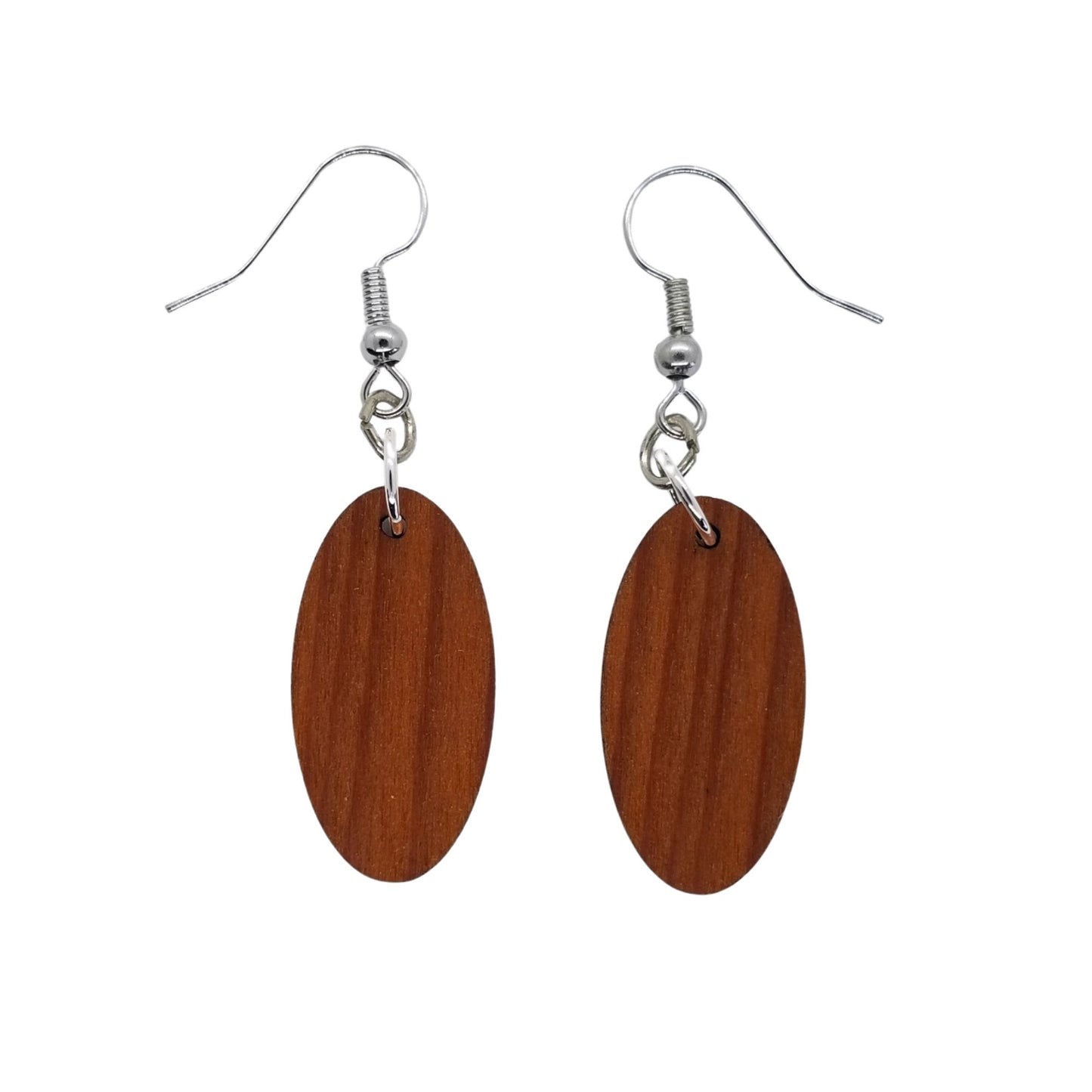 Redwood Earrings - Oval Wood Earrings - California Redwood Dangle Earrings - CA Souvenir Keepsake - Wood Gift Women Surfboard Look