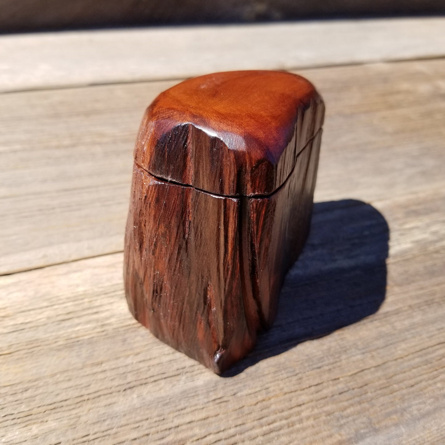 Wood Ring Box Redwood Rustic Handmade California Storage Live Edge Mini #376 Birthday Gift Christmas Gift Mother's Day Gift