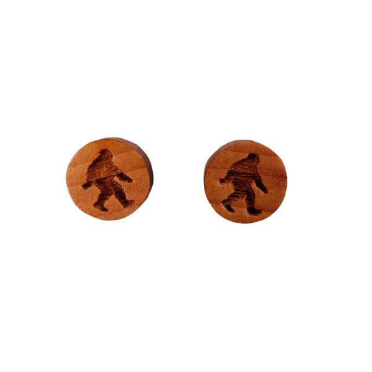 Bigfoot Earrings - Wood Earrings - California Redwood Stud Earrings - CA Souvenir Keepsake - Post Earrings - Sasquatch