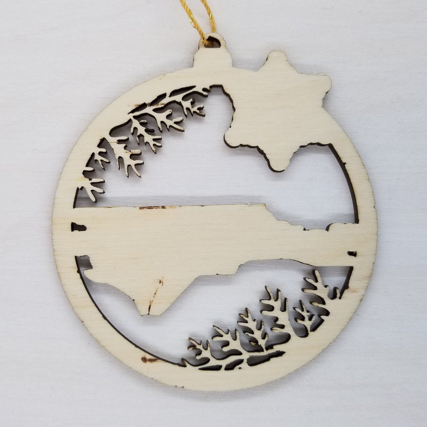 Wholesale North Carolina Wood Ornament -  NC State Shape with Snowflakes Cutout - Wood Souvenir