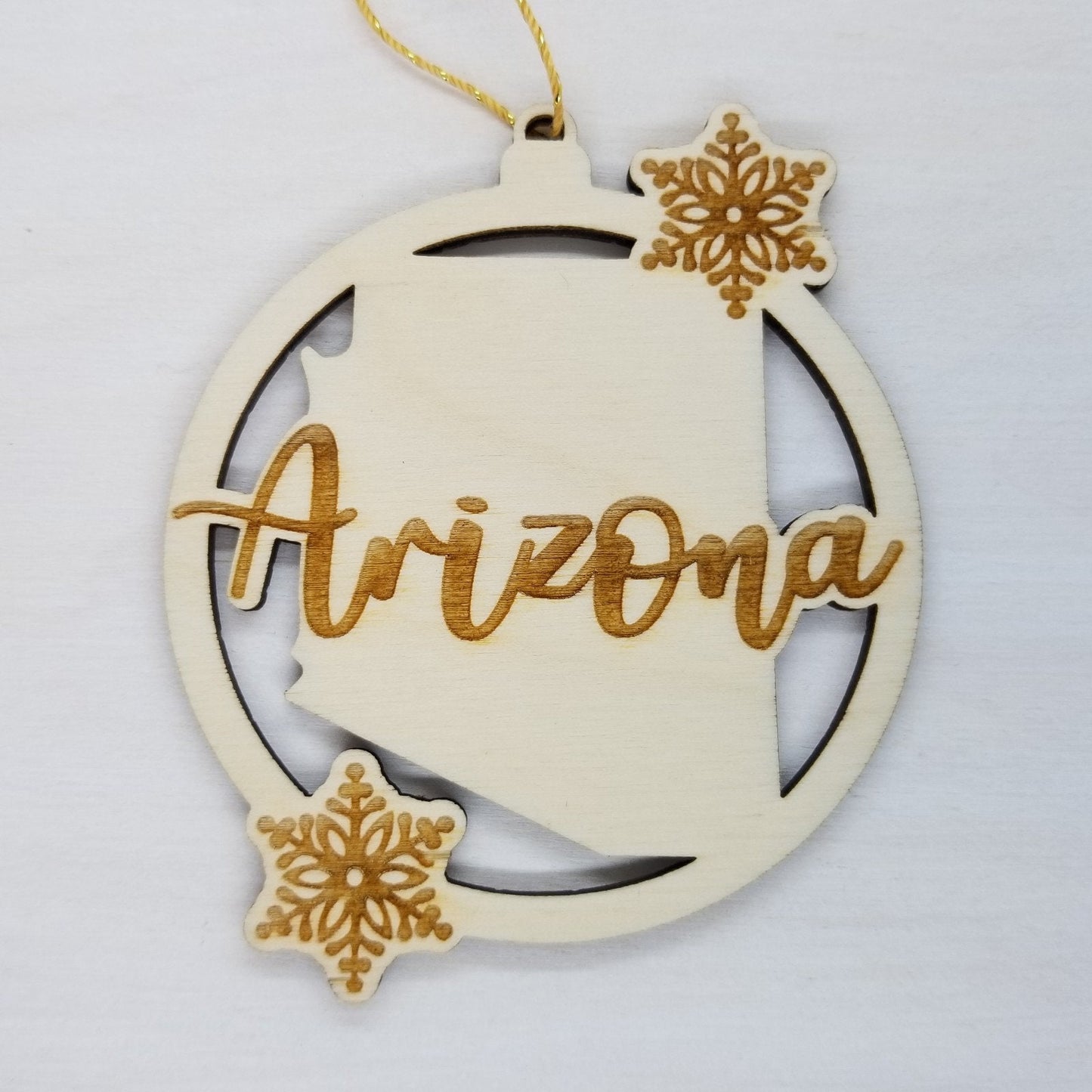 Wholesale Arizona Ornament - State Shape with Snowflakes Cutout AZ Souvenir