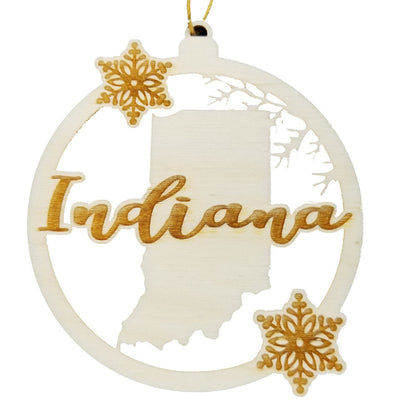 Wholesale Indiana Ornament - State Shape with Snowflakes Cutout IN Souvenir