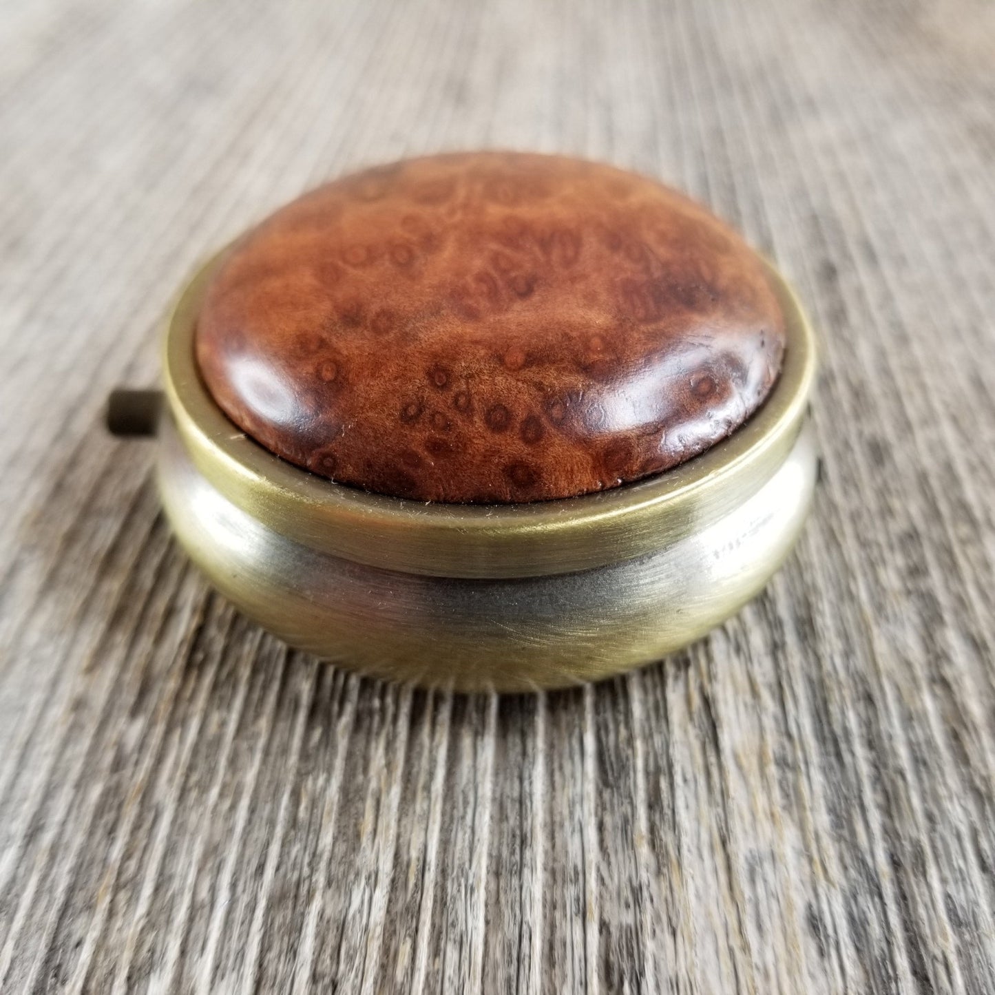 Handmade Pill Box 3 Sections Redwood Top California Burl Memento #284