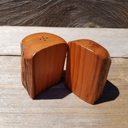 Redwood Salt and Pepper Shakers Set Souvenir California Handmade Rustic Unique Shape Handcrafted Wood Shakers Set #485