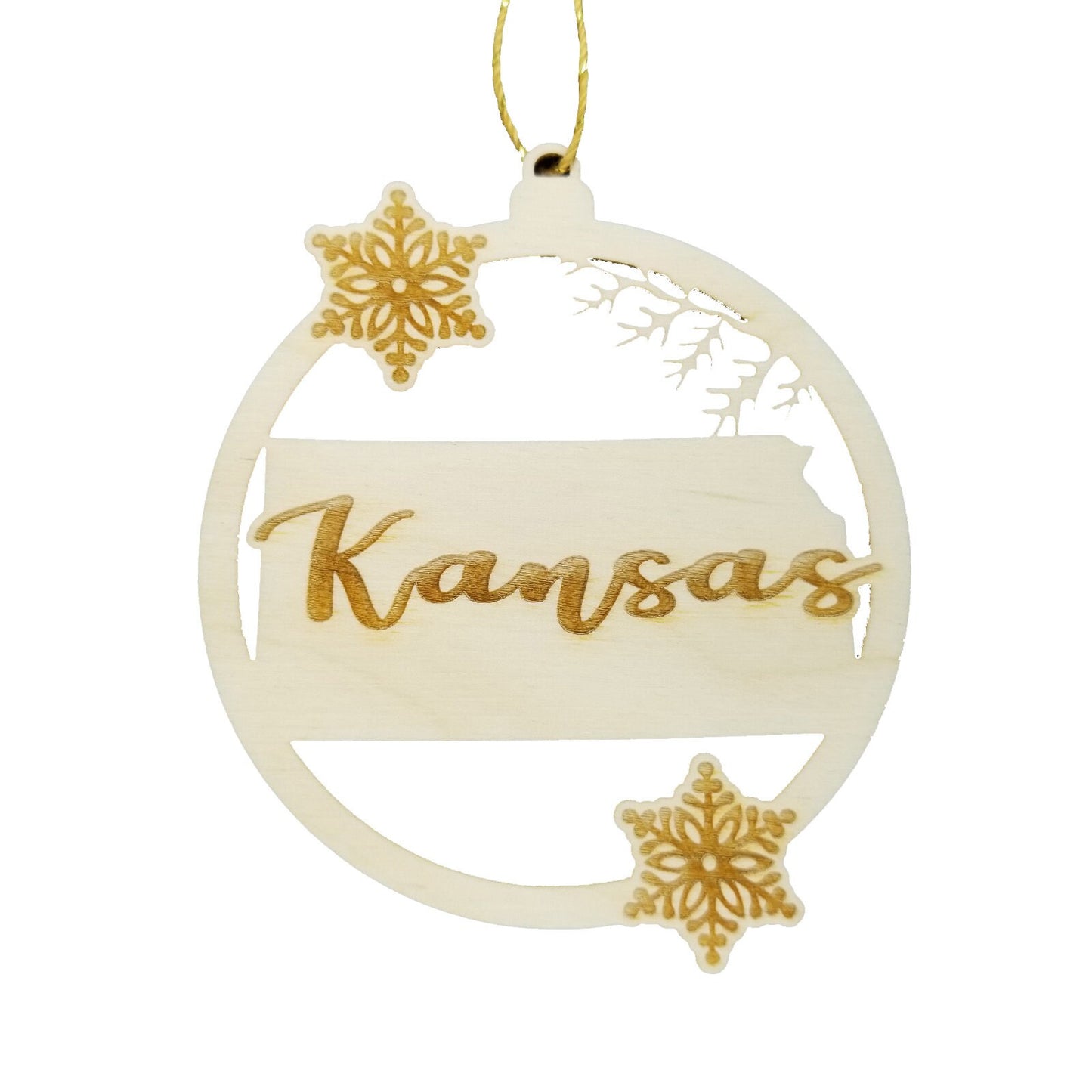 Wholesale Kansas Ornament - State Shape with Snowflakes Cutout KS Souvenir