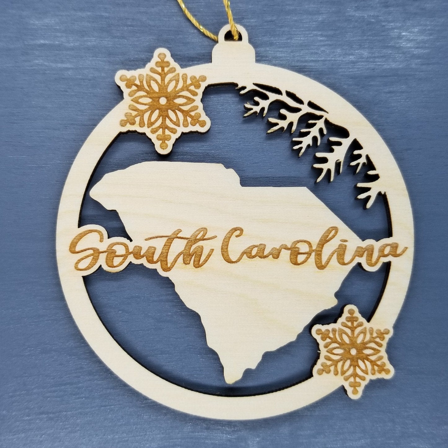 Wholesale South Carolina Ornament - State Shape with Snowflakes Cutout SC Souvenir