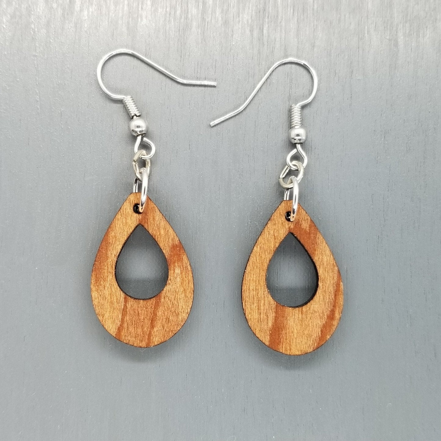 Redwood Earrings - Cutout Teardrop Earrings - California Redwood Dangle Earrings - CA Souvenir Keepsake - Wood Earrings - Wood Gift Women