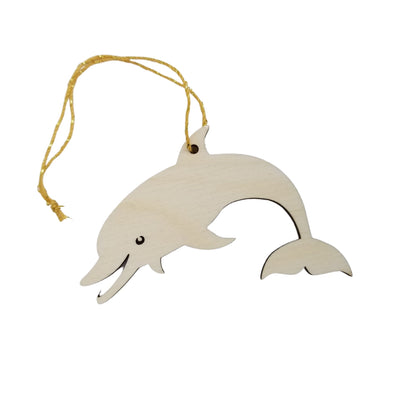 Wholesale Dolphin Ornament - Smiling Dolphin Horizontal Wood Souvenir